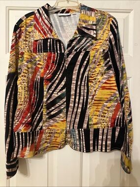 Vibrant Multicolor Abstract Print Zip Jacket